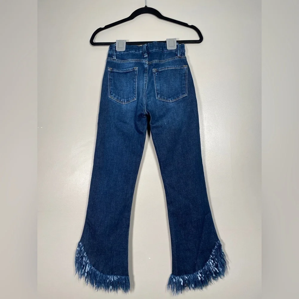 Frame Le Crop Mini Boot High Rise Fringe Hem Denim Jeans - Picture 11 of 11